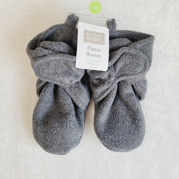 Hudson Baby Unisex Non Skid Fleece Soft Booties Gray  4T Toddler - Picture 1 of 5